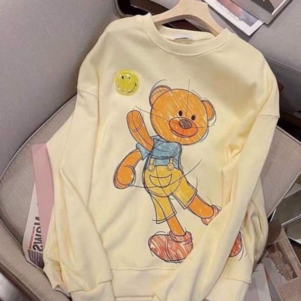 Áo Sweater Dài Tay Hình Gấu Ngộ Nghĩnh UNISEX Dành Cho Nam & Nữ- Áo Nỉ Form Rộng | BigBuy360 - bigbuy360.vn