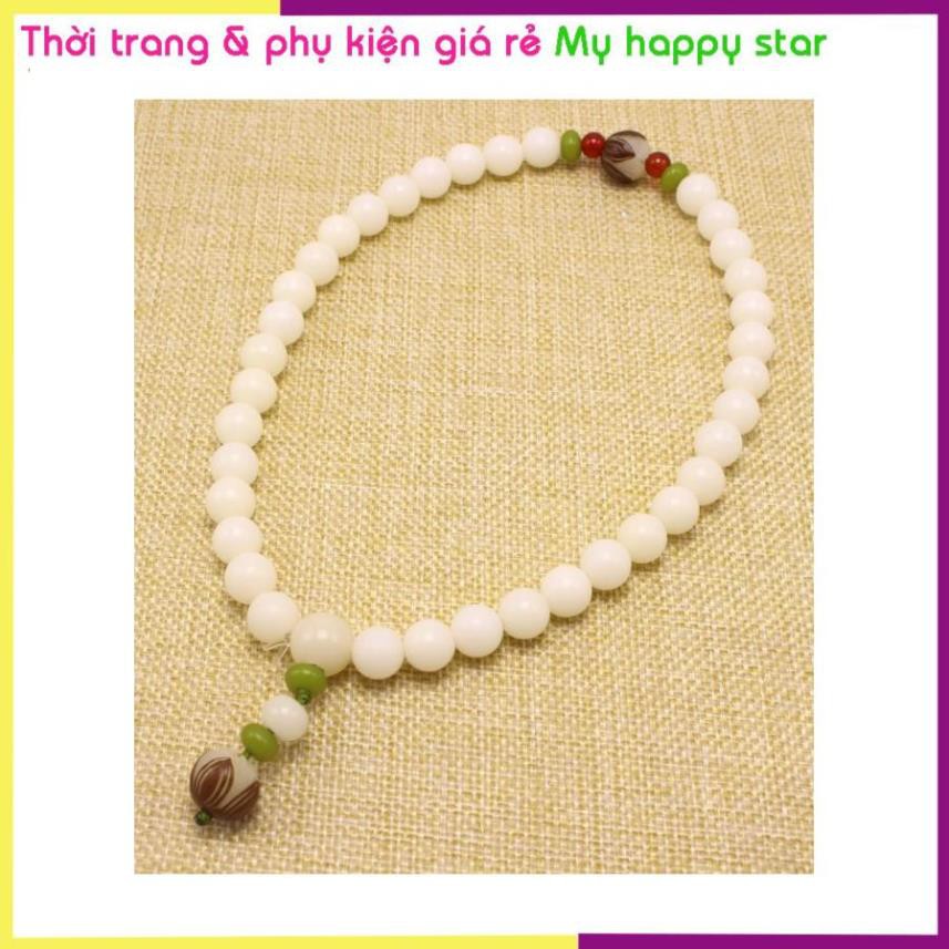 Chuỗi hạt kim cang bồ đề tự nhiên đeo tay cao cấp BĐ28 phối hoa sen và mã não đỏ (Chuỗi cuốn 2 vòng)