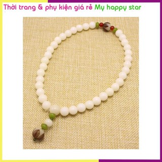 Chuỗi hạt kim cang bồ đề tự nhiên đeo tay cao cấp BĐ28 phối hoa sen và mã não đỏ