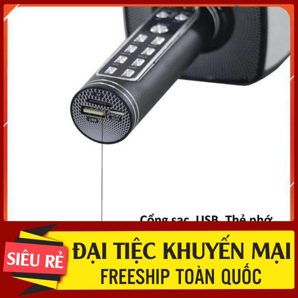 GIÁ KỊCH SÀN Mic hát karaoke không dây YS 91, Micro karaoke Bluetooth, Có khe cắm thẻ nhớ, chỉnh giọng - Hỗ trợ ghi âm, 