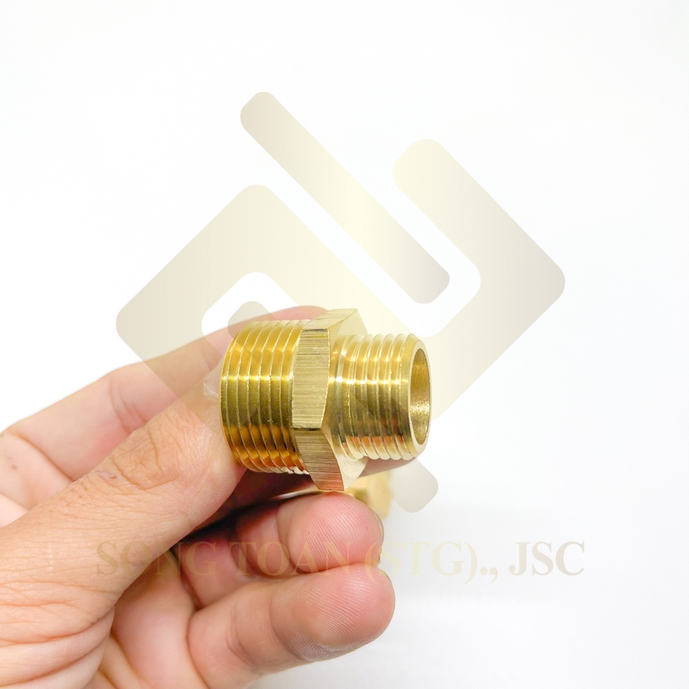 [KÉP THU REN] Hai đầu ren ngoài bằng ĐỒNG bước ren BSP hệ G (Brass male hexagon nipple) Man cút to nhỏ nối ren