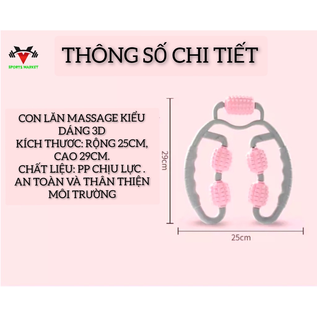 Con lăn Yoga Massage Bắp Tay, Bắp Chân Cao Cấp, Con lăn Massage Giảm Đau Vai Gáy Khi Tập Luyện