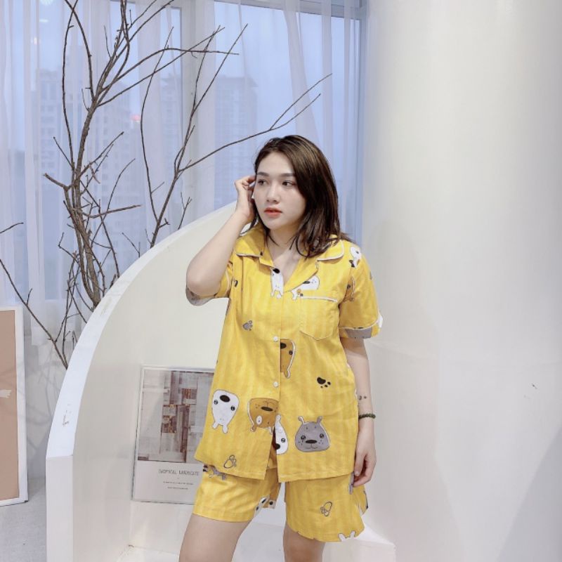Pijama Hàn Quốc Hình Cute Tay Ngắn Quần Ngắn Đủ Size - Bộ ngủ Couple Full size