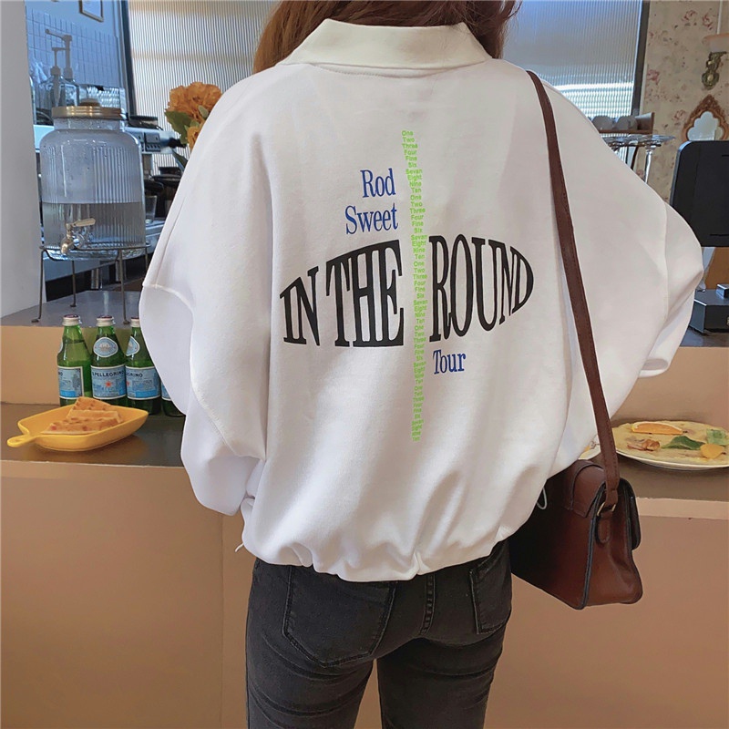 Áo sweater SUXI mỏng dáng rộng màu sắc đơn giản phối dây rút phong cách Hàn Quốc cho nữ