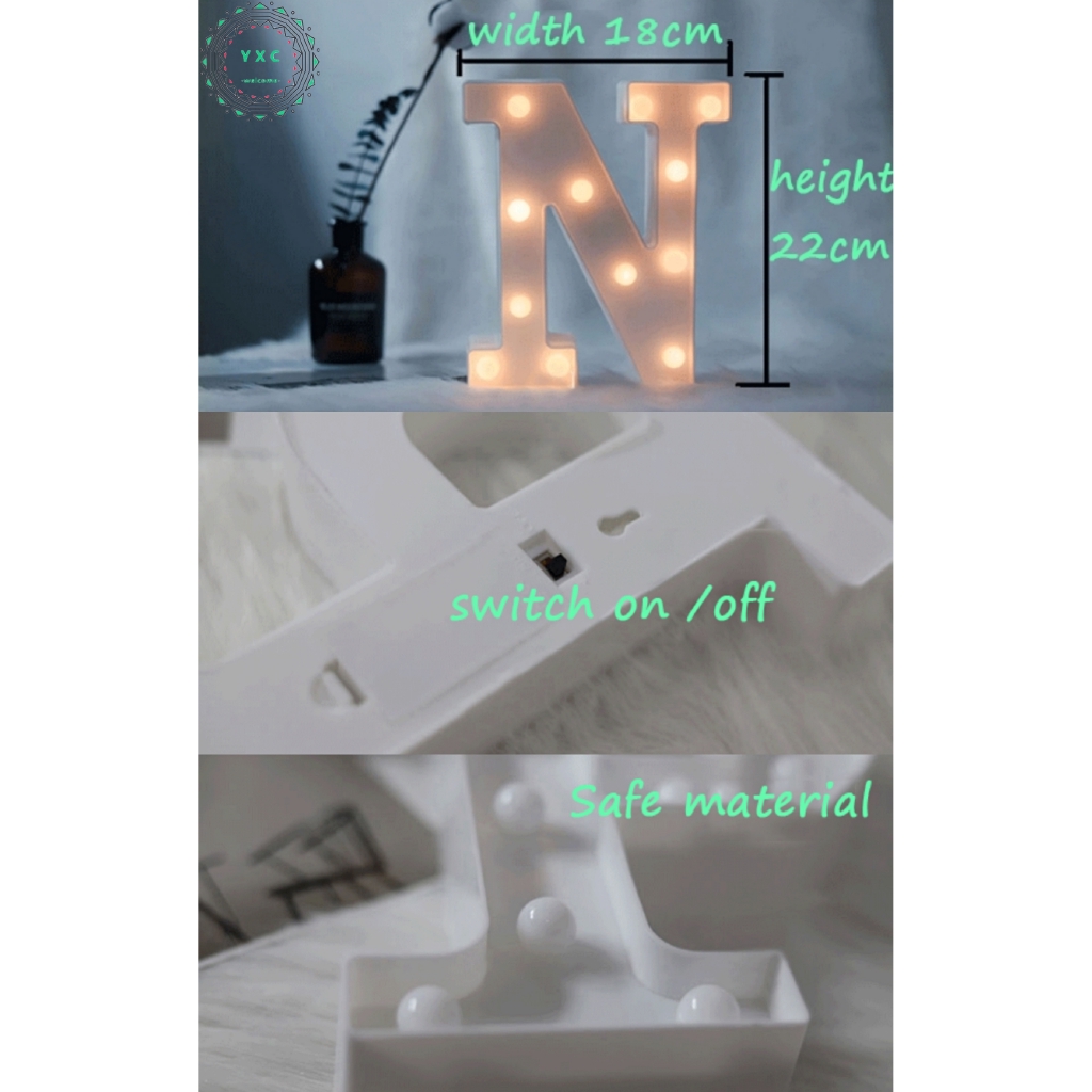 Đèn LED trang trí không gian hình chữ cái/số/trái tim xinh xắn