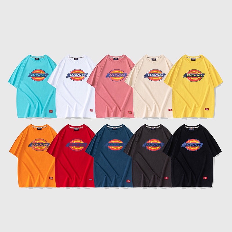 Áo Thun Cotton Tay Ngắn Cổ Tròn Dáng Rộng In Chữ Dickies Thời Trang