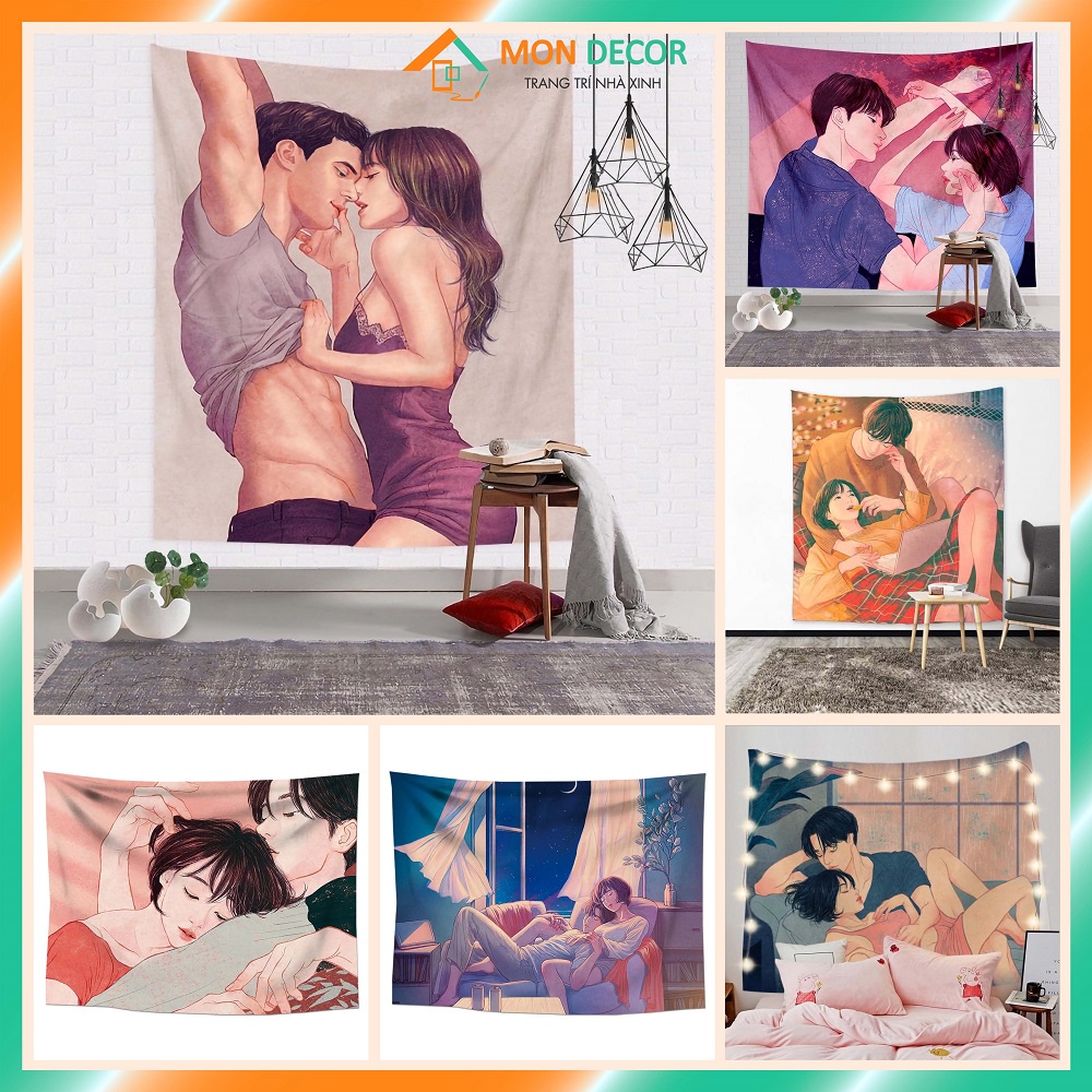 Tranh vải decor cặp đôi HOT - Tranh vải treo tường cặp đôi hạnh phúc