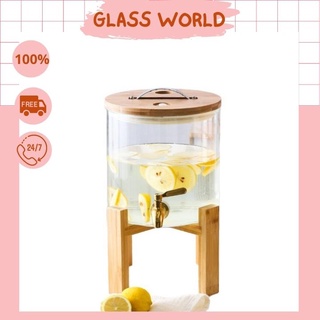 Bình thủy tinh có vòi - Cao Cấp đựng nước ngâm quả có vòi 5L kệ gỗ nắp gỗ doăng cao su dễ dàng vệ sinh [ VIDEO FULL HD ]