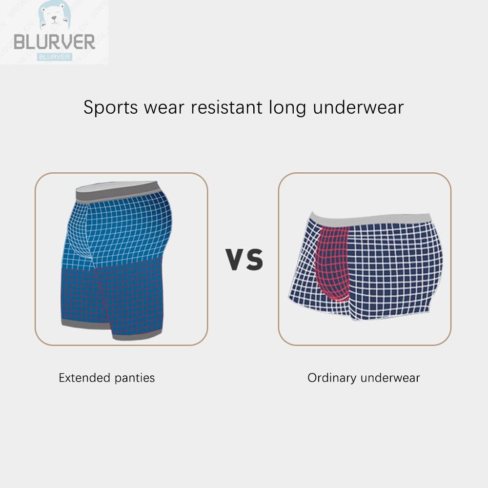 BLURVER~Mens Boxer Briefs Soft Stretchy Long Leg Workout Fitness Underwear Plus Size#blueriver
