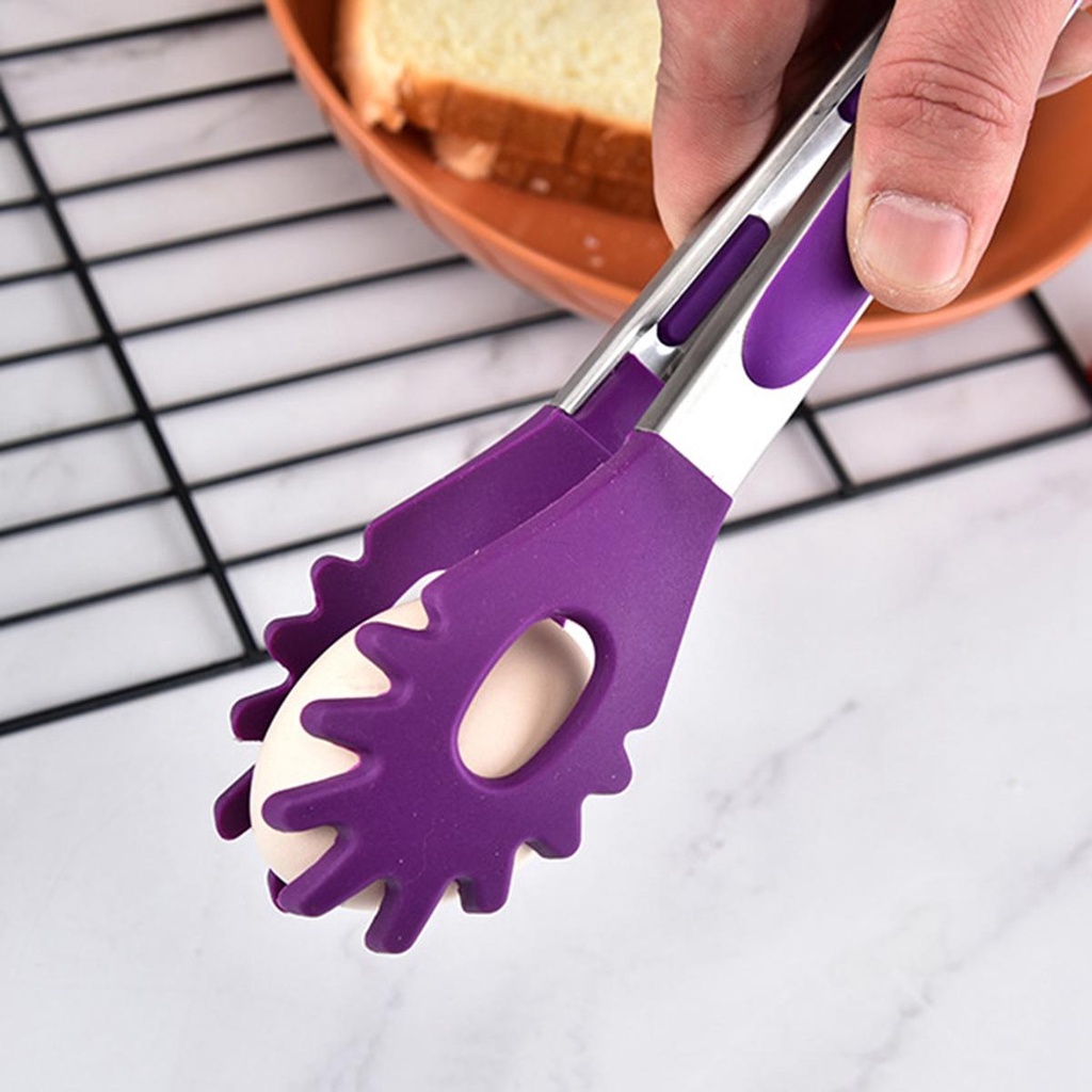 Kẹp Gắp Thức Ăn Bằng Silicone Tay Cầm Inox Cách Nhiệt Chống Trượt