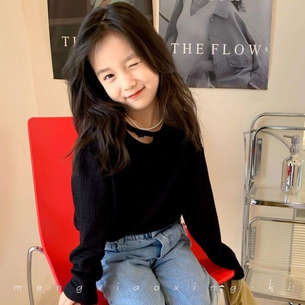 [Hàng Có Sẵn] Áo Thun Cotton Dài Tay Thoải Mái Đơn Giản Cho Bé Gái