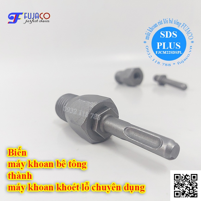 Đầu chuyển mũi khoan rút lõi chuôi gài SDS biến máy khoan bê tông cầm tay thành máy khoan rút lõi khoét lỗ FJCM22SDSPL