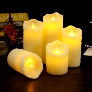 ☁♝☢(Size 7*5 CM) 5 Cây Nến Sáp Điện Tử Đèn Led Tim Lắc Kèm Sẵn Pin Trang Trí Lễ Tiệc Thờ Cúng Vu Lan Candle Light