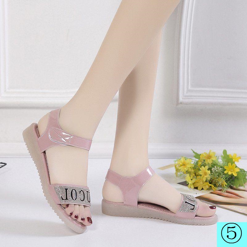 Giày Sandal Mùa Hè 2022 Quai Dán Đính Đá Cho Nữ Sinh Trung Học