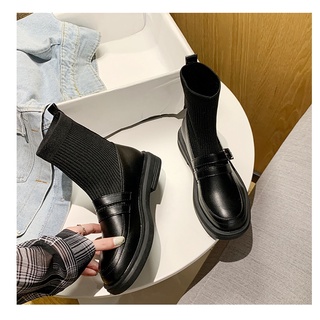 Giày ulzzang dáng boot cổ len nhẹ nhàng