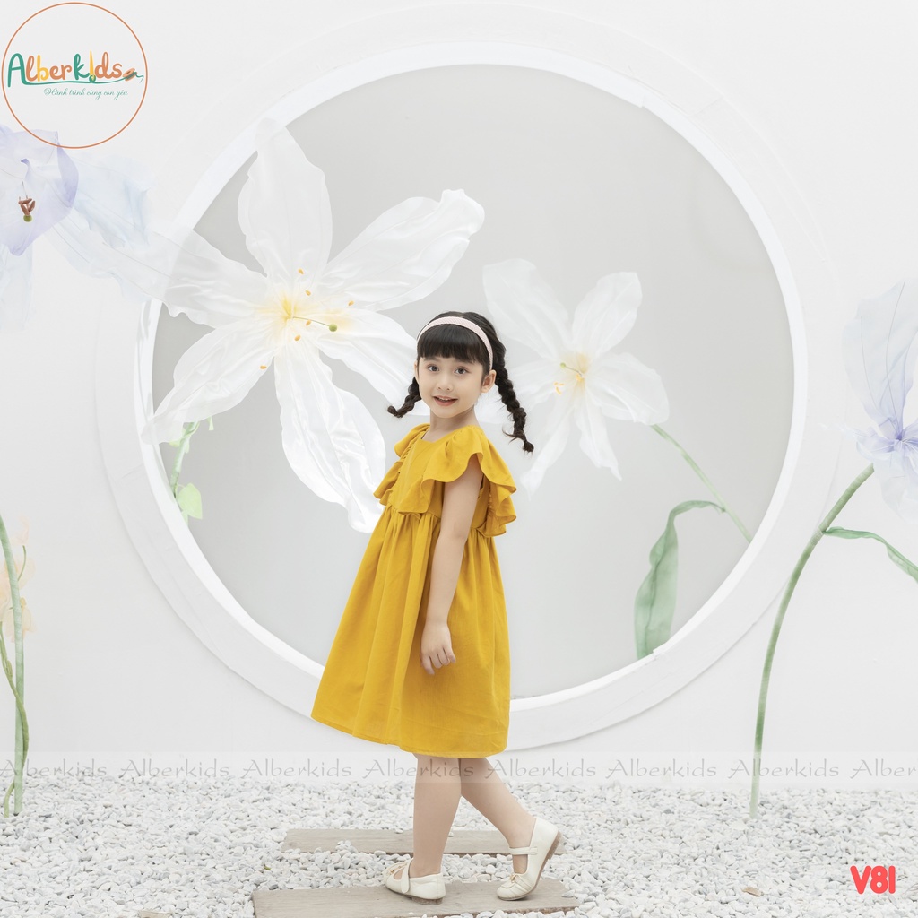 Váy bé gái ALBERKIDS  tay cánh tiên công chúa xinh đẹp cho trẻ em 2,3,4,5,6,7,8,9,10,11,12 tuổi [V81]