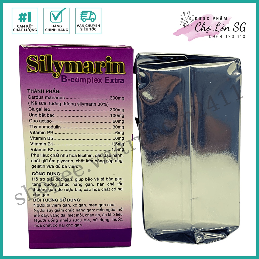 Viên uông bổ gan SILYMARIN B-COMPLEX EXTRA giải độc gan, mát gan, hạn chế tổn thương do bia rượu