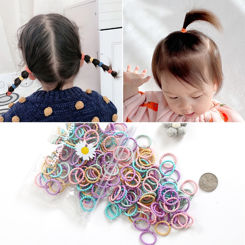 Set 100 Dây Thun Buộc Tóc Nhiều Màu Sắc