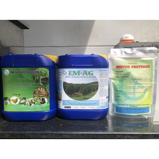 Combo Vi Sinh Ủ Phân Cá Dùng Cho Cây Trồng (Gồm 5 lít EM Gốc + 5 lít Mật Rỉ Đường + 0.5kg Men Ủ Phân Cá Protease)