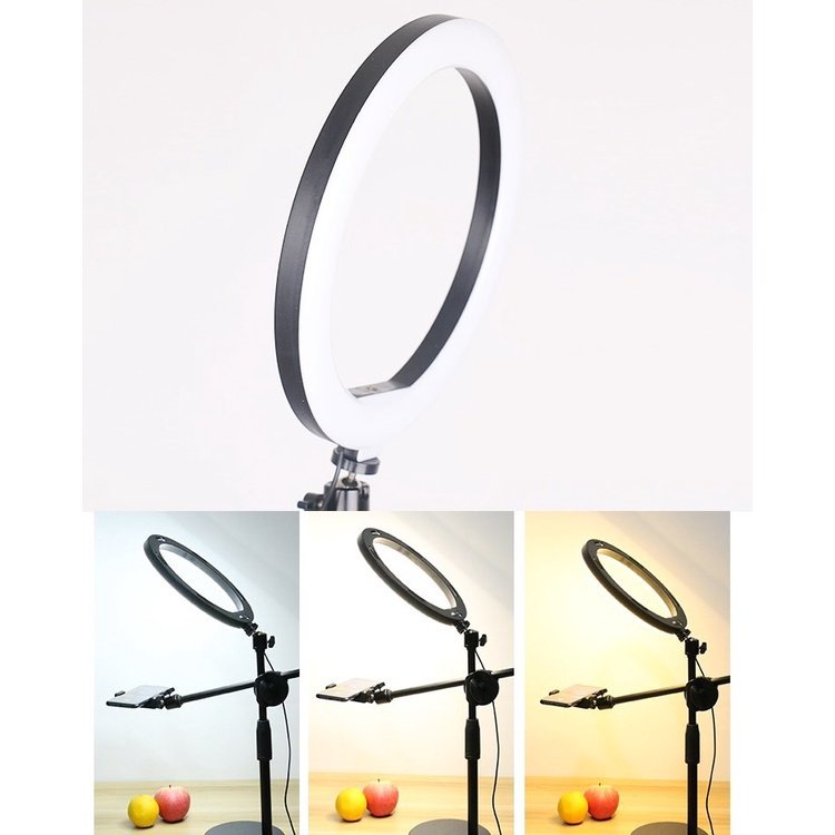 Bộ đèn chụp ánh sản phẩm , quay clip review unbox tiktok facebook 2 kẹp điện thoại chân 54cm để bàn gấp gọn xoay 360 độ