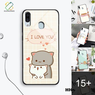 Ốp lưng kính điện thoại Samsung A20 / A30 in 3D hoạt hình cưng xỉu