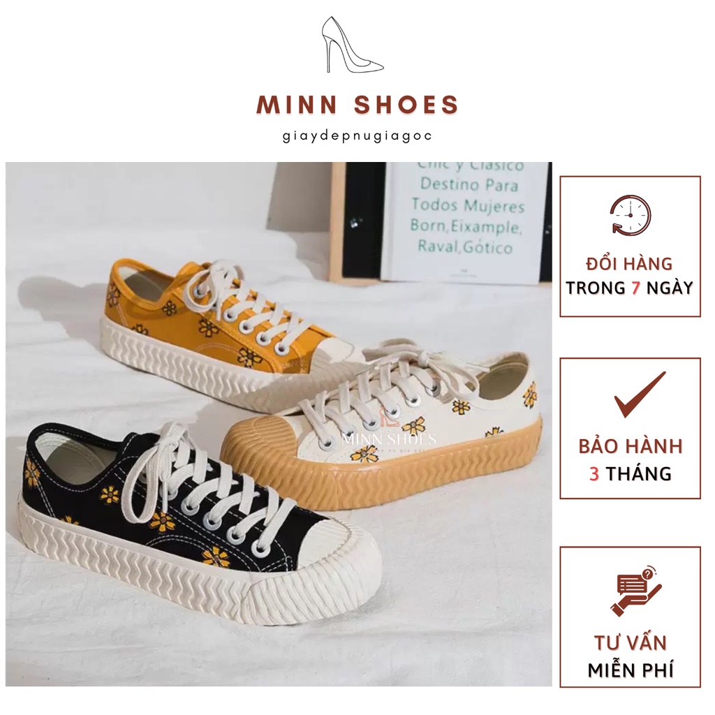 Giày thể thao sneaker vải canvas ulzzang hoa cúc đế màu thời trang (G4)