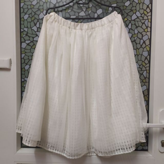 Chân váy si trắng xoè rộng 3 lớp phối lưới