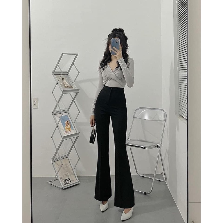Quần Ống Loe Nữ Cạp Cao Dáng Dài, Quần Legging Nữ Ôm Ống Loe cao cấp PT8X