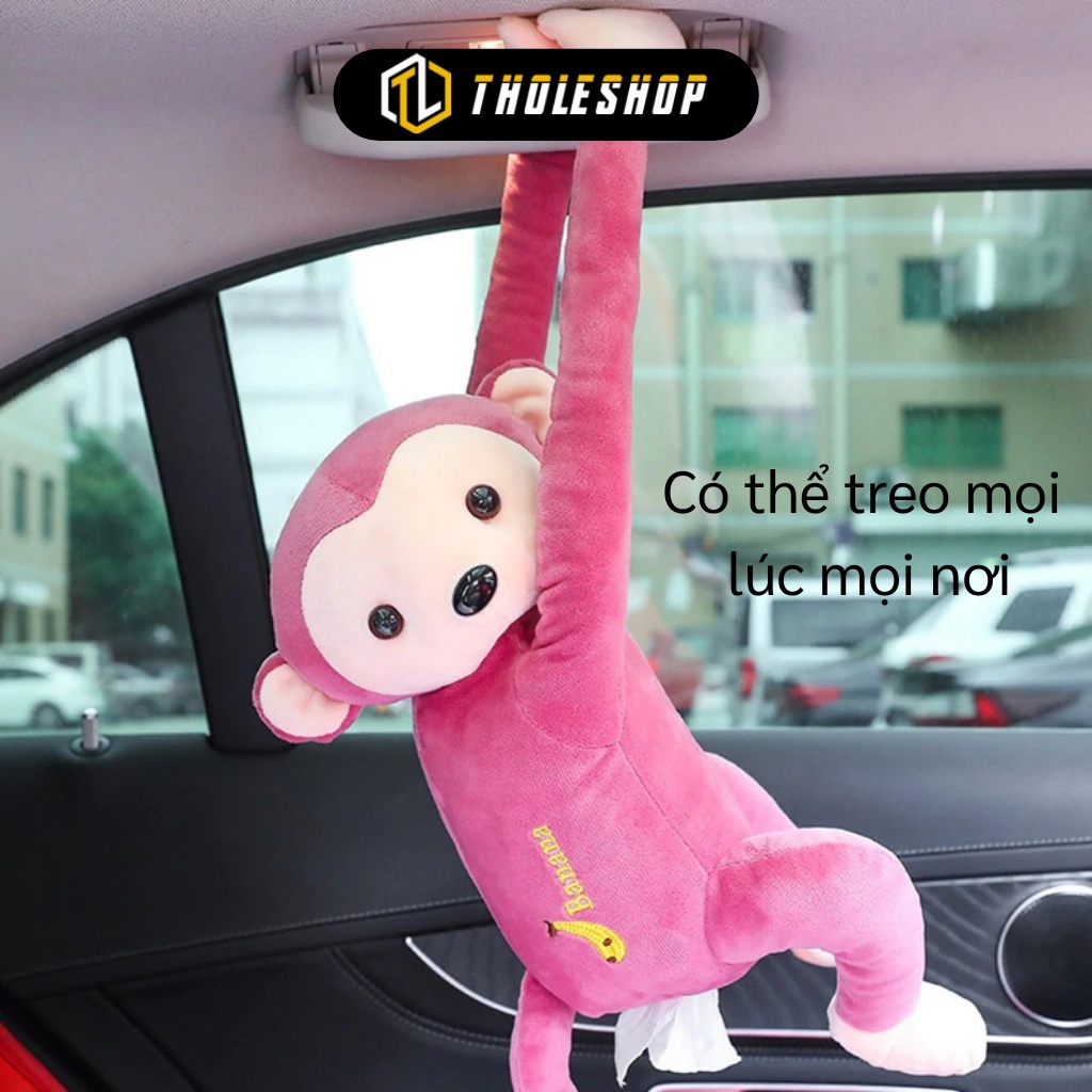 Hộp Đựng Khăn Giấy Treo Xe - Khỉ Nhồi Bông Chứa Khăn Giấy Treo Xe Hơi Dễ Thương 8364