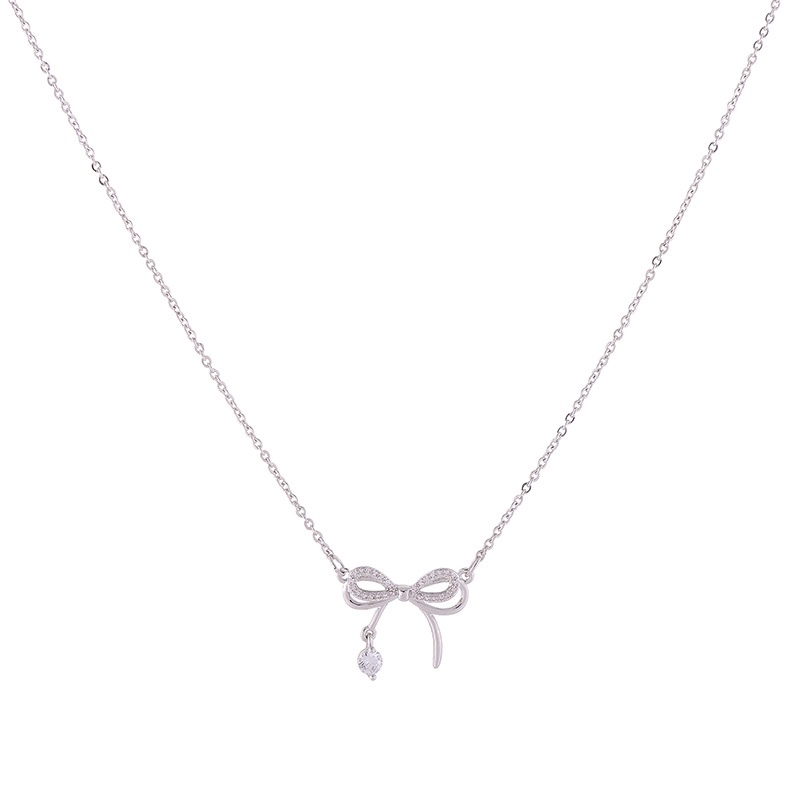 Vòng cổ Mặt Nơ Đính Đá Hình Giọt Nước Phong Cách Hàn Quốc Thời Trang Cho Nữ