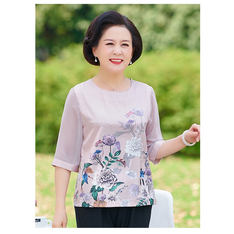 Áo lụa cho người già, áo sơ mi nư trung niên