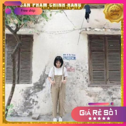 ( SLN ) [SALE OFF] Set bộ giảm giá Quần Yếm cute+Áo tay lỡ trơn Basic ( SLN ) HQHQ20