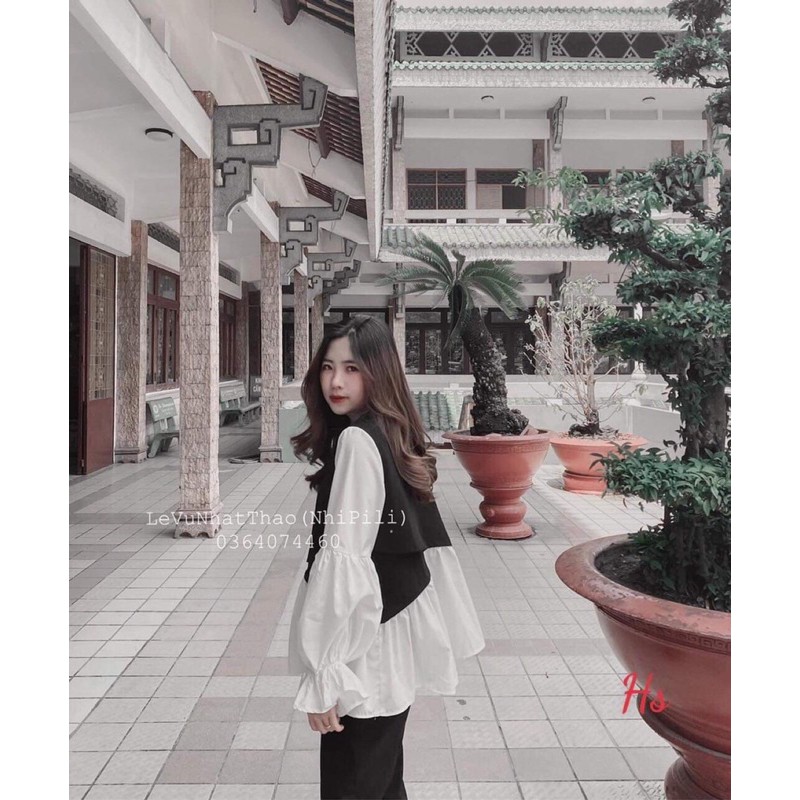 [ Mã WASTAPR giảm 10K đơn 50K] Áo phối chun tay trắng HSU1 | BigBuy360 - bigbuy360.vn