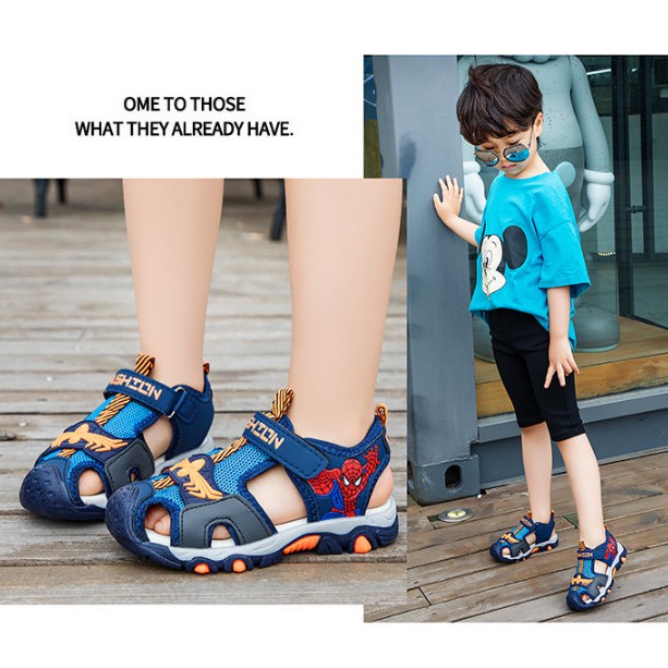 ( FORM TO )Sandal bịt mũi bé trai Spider Man [Rẻ vô địch] dép bé trai cao cấp chất đẹp đế mềm đi siêu êm chân