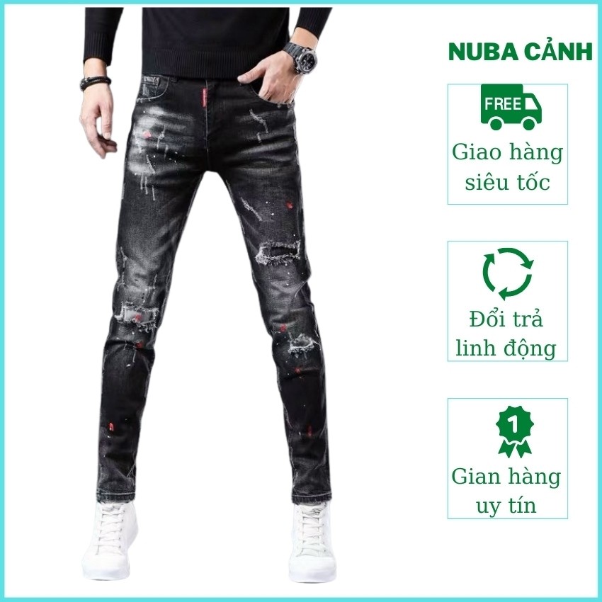 Quần jean nam màu đen rách xước cao cấp quần bò đẹp giá rẻ taka 97