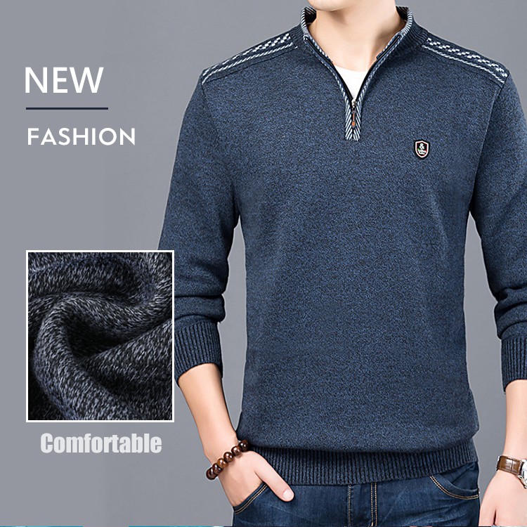 Áo sweater cổ đứng tay dài dáng rộng cho nam