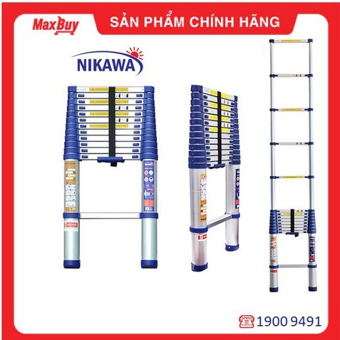 Thang nhôm rút đơn Nikawa NK-38, 13 bậc, nhập khẩu Nhật, bảo hành chính hãng