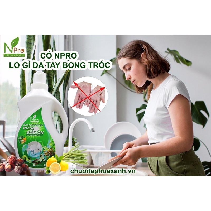 nước rửa chén tinh dầu thiên nhiên Npro (chiết xuất từ quả bồ hòn