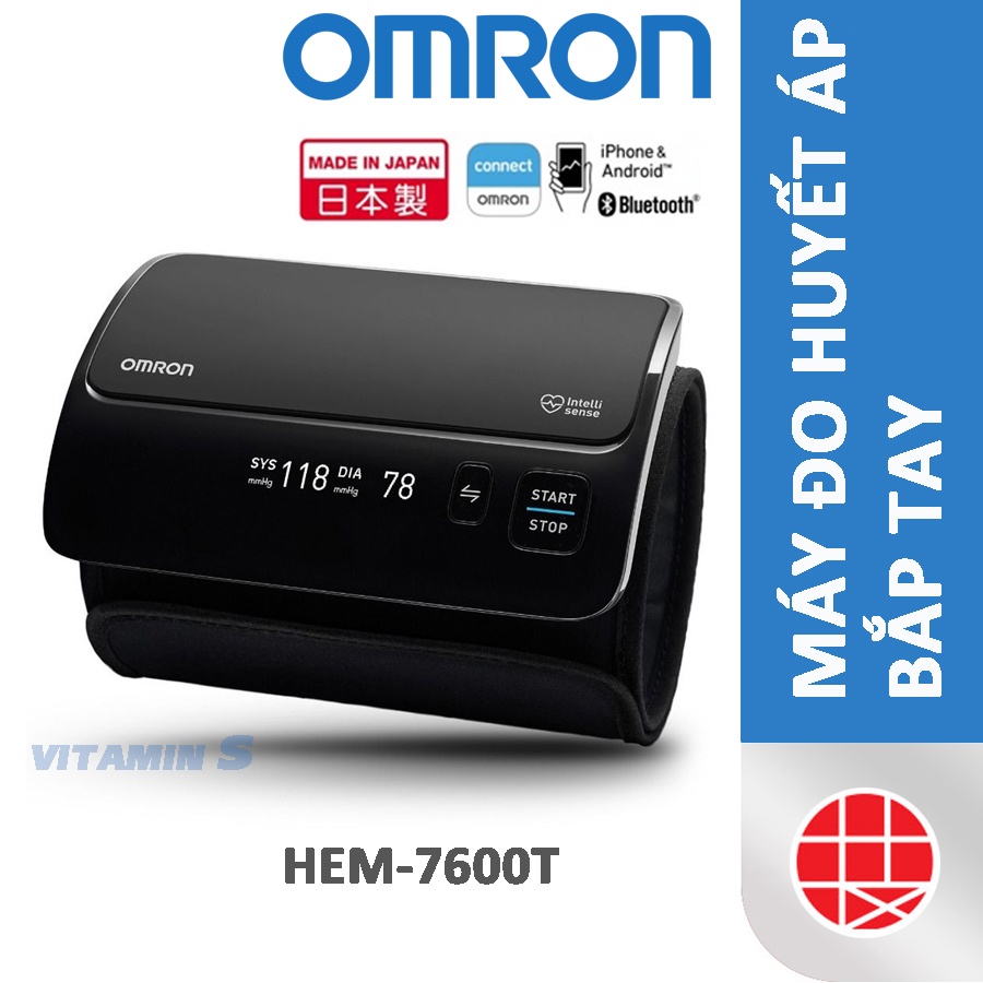 Máy đo huyết áp OMRON HEM-7600T ⚡ Made in JAPAN, HEM 7600T bảo hành 5 năm, chính xác, siêu gọn mang 
