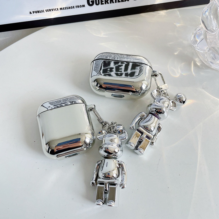 Vỏ Bảo Vệ Hộp Đựng Tai Nghe airpods 1/2 pro Kết Nối Bluetooth Bằng tpu Mềm Mạ Điện Và Hình Gấu Hoạt Hình