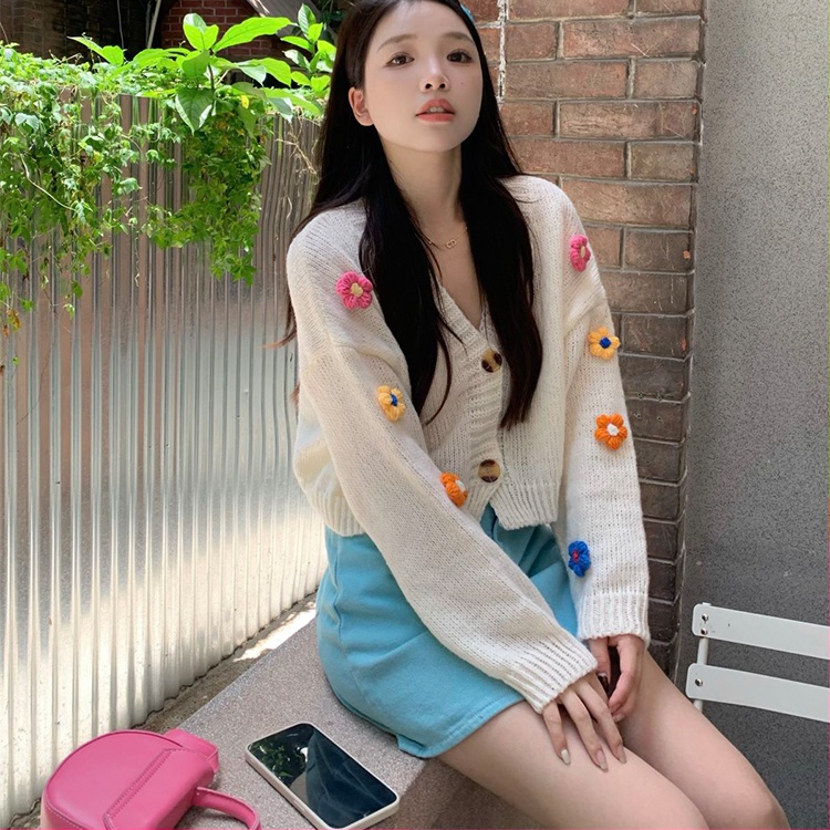 Áo Khoác Cardigan Dệt Kim Tay Dài Cổ Chữ V Thời Trang Mùa Thu Cho Nữ