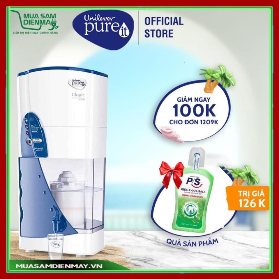 Bình Máy lọc nước sạch uống Unilever Pureit Classic 9 lít không cần dùng điện cắm điện - Hàng chính hãng