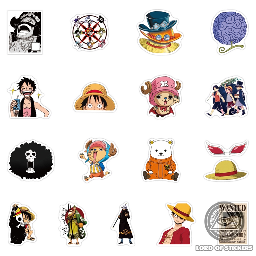 Set 50 Hình Dán Sticker One Piece Anime Manga Truyện Tranh Đảo Hải Tặc Chống Thấm Nước Dán Mũ Nón Bảo Hiểm, Laptop, Sổ