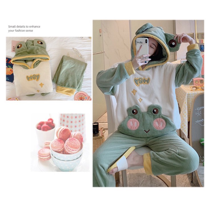 Bộ đồ ngủ mùa đông lông cừu ếch xanh dễ thương ,bộ ngủ lông nhung bông mềm mịn ,bộ mặc nhà cho nữ siêu ấm - Tjt Còi 1 | BigBuy360 - bigbuy360.vn