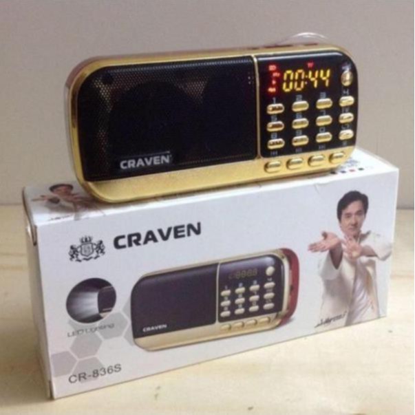 Loa đài Craven CR 836s, máy nghe nhạc đọc kinh phật dùng thẻ nhớ, USB,FM pin siêu trâu