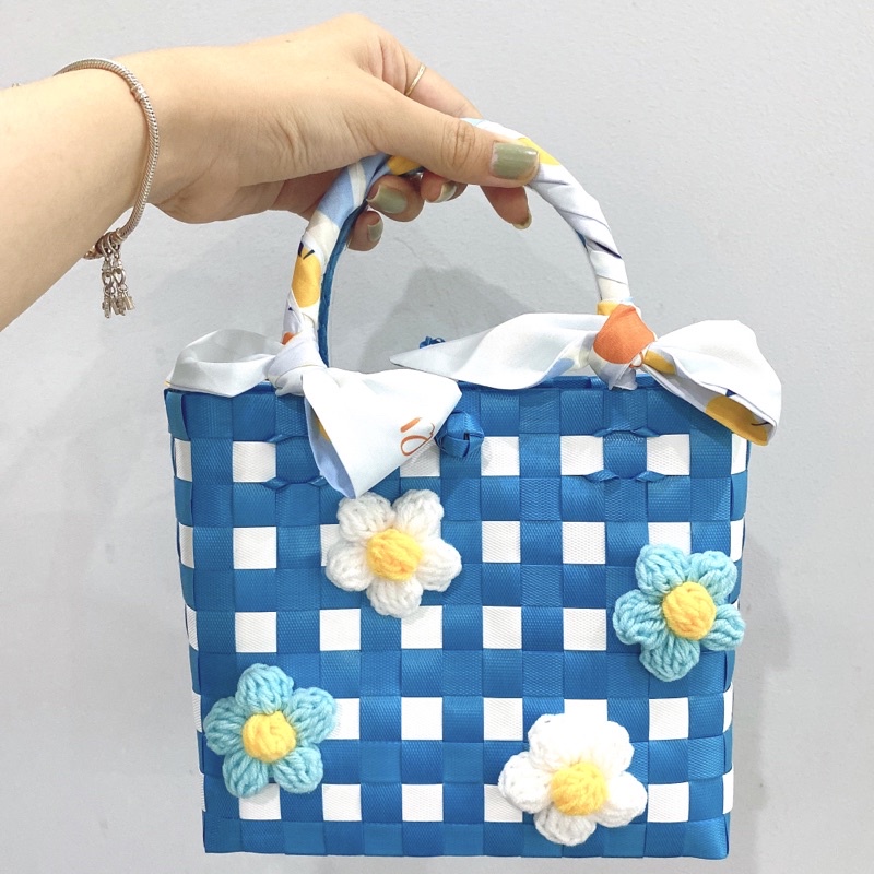 Túi Đan HandMade dán hoa