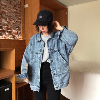 [Sẵn] AB1_Áo jean, áo khoác bò dáng rộng phong cách retro Hàn quốc