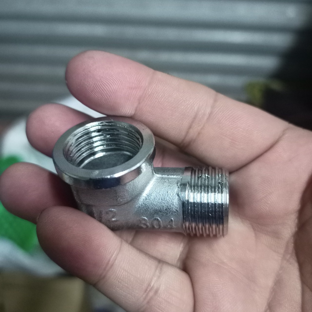 Inox , co inox , nối góc 90 độ ren trong