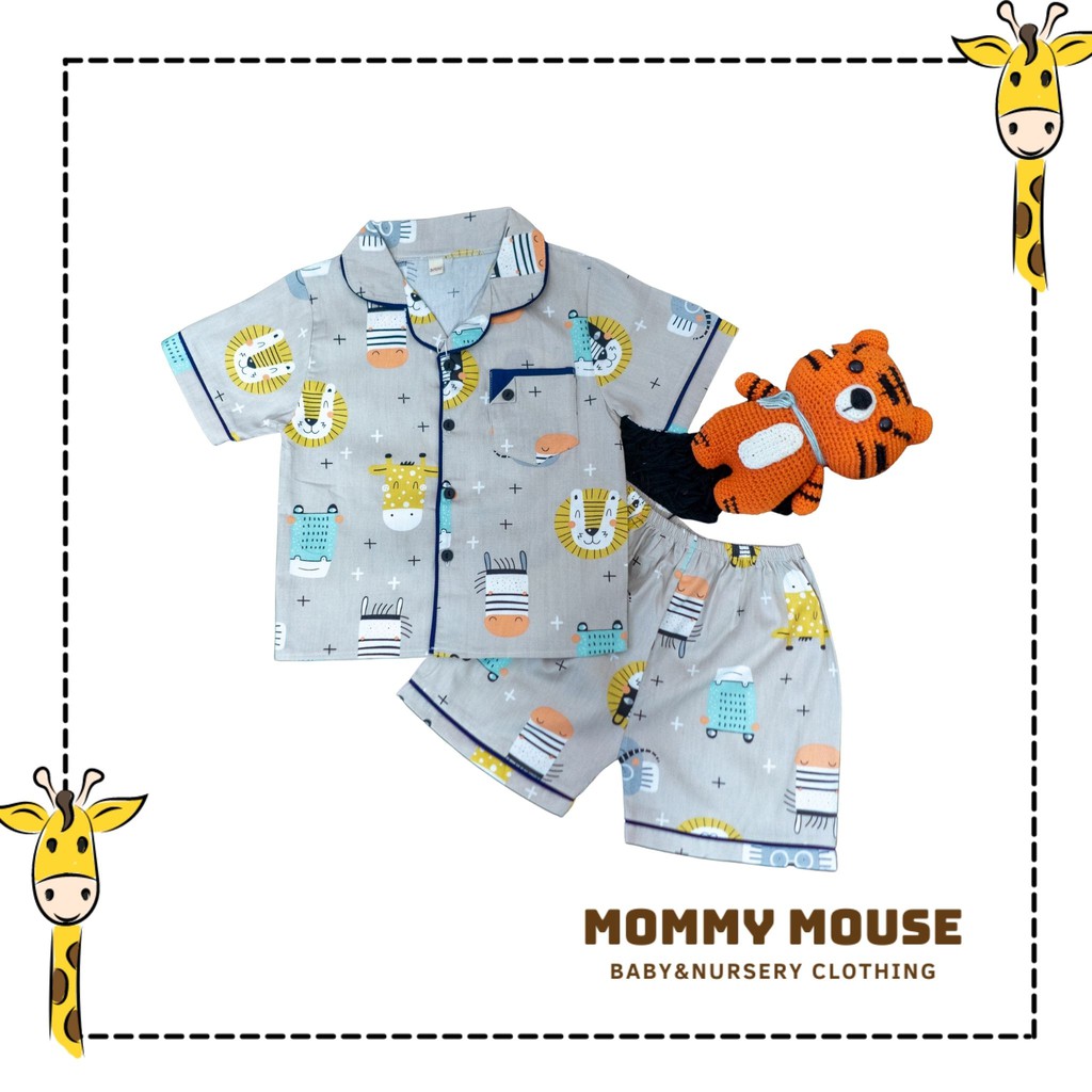 Bộ Pijama Đùi Mặc Nhà Họa Tiết Cho Bé Chất Liệu Cao Cấp