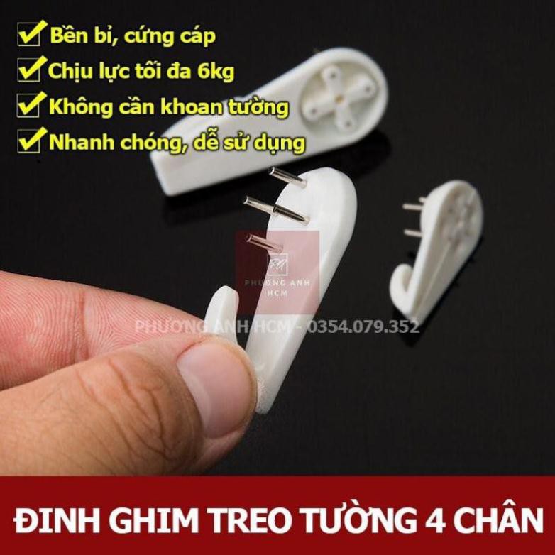 Đinh Ghim Tường 3 Chân , 4 Chân Treo Ảnh, Treo Đồ - Móc Treo Đồ Không Cần Khoan (10 CÁI)